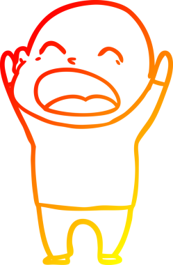 Bir insan tarafından çizilmiş kel adam diye bağıran çizgi film çizimi.