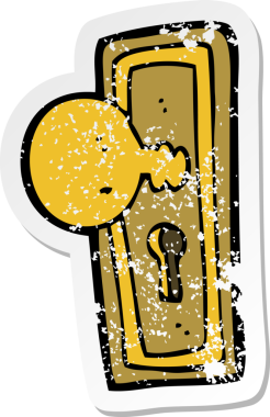 Bir insan tarafından çizilmiş karikatür kapısının gerilmiş çıkartması.