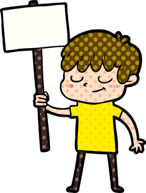 Bir insan tarafından çizilmiş mutlu çocuk çizgi filmi.