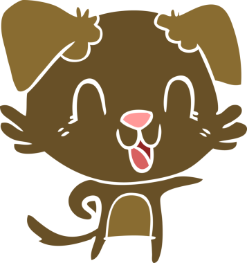 Bir insan tarafından çizilmiş düz renkli çizgi film köpeği.