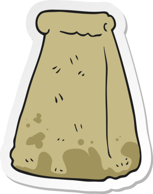 Bir insan tarafından çizilmiş bir kese kağıdının etiketi.