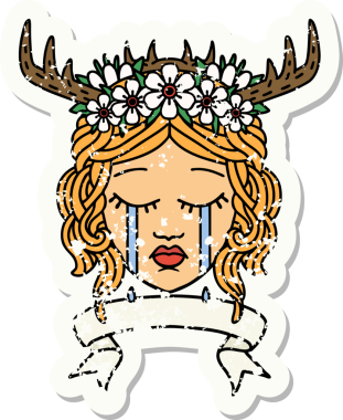 Retro Dövme Tarzı Ağlayan İnsan Druid Bir insan tarafından çizilmiş pankartıyla