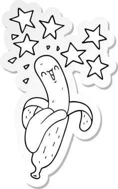 Bir insan tarafından çizilmiş sihirli bir muzun çıkartması.