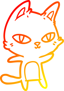 Bir insan tarafından çizilmiş çizgi film kedisinin sıcak çizgi çizimi