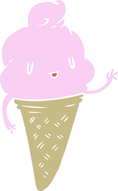 Bir insan tarafından çizilmiş şirin düz renkli çizgi film dondurması.