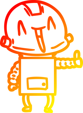 Bir insan tarafından çizilen çizgi film robotunun sıcak çizgi çizimi