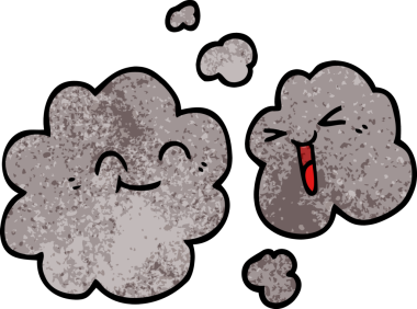 Bir insan tarafından çizilmiş mutlu gri duman karalaması.