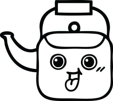 Bir insan tarafından çizilmiş bir çaydanlığın çizgi çizimi