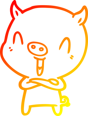 Bir insan tarafından çizilmiş mutlu çizgi film domuzu çizimi.