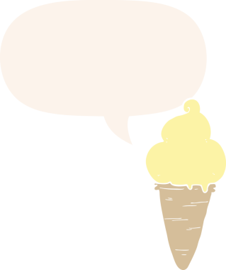 bir insan tarafından çizilmiş, konuşma baloncuklu çizgi film dondurması.