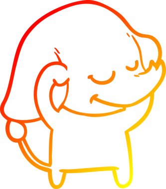 Bir insan tarafından çizilmiş gülümseyen bir filin sıcak çizgi çizimi