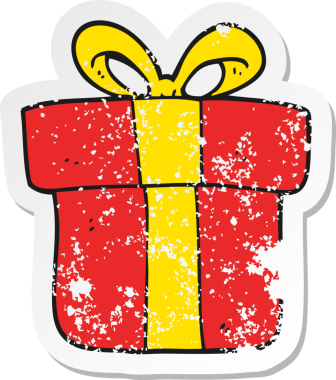 Bir insan tarafından çizilmiş bir karikatürün gerilimli geçmiş yılbaşı etiketi.