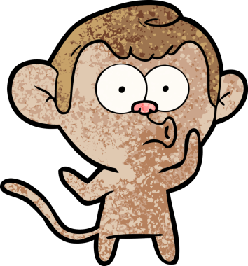 Bir insan tarafından çizilmiş korna çalan maymun.