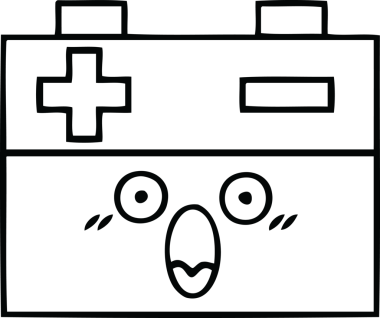 Bir insan tarafından çizilmiş araba aküsünün çizgi çizimi