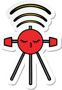 Bir insan tarafından çizilmiş şirin bir çizgi film uydusunun çıkartması.