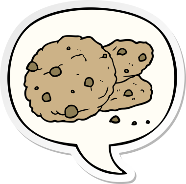 Bir insan tarafından çizilmiş konuşma balonu etiketli çizgi film kurabiyeleri.