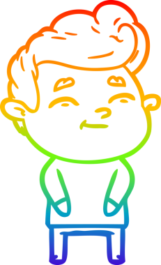 gökkuşağı gradyanı çizimi bir insan tarafından çizilmiş mutlu bir çizgi film adamı