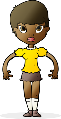 Çizgi filmdeki kadın bir insan tarafından çizilmiş.