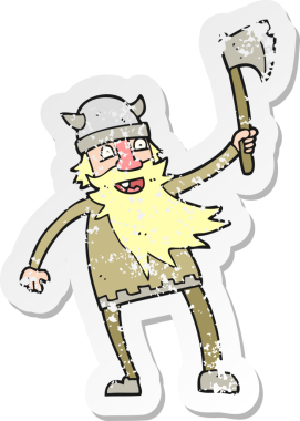 Bir insan tarafından çizilmiş Viking çizgi filminin gerilimli yapıştırması.