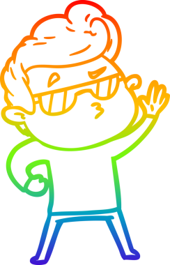 Gökkuşağı gradyan çizimi. Bir insan tarafından çizilmiş havalı bir adamın çizimi.