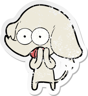 Bir insan tarafından çizilmiş şirin bir filin sıkıntılı çıkartması