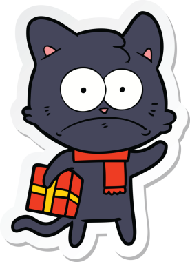 Bir insan tarafından çizilmiş karikatür asabi kedinin çıkartması.