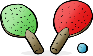 Bir insan tarafından çizilmiş çizgi film masa tenisi sopaları.