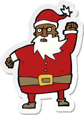 Bir insan tarafından çizilmiş Noel Baba çizgi filminin çıkartması.