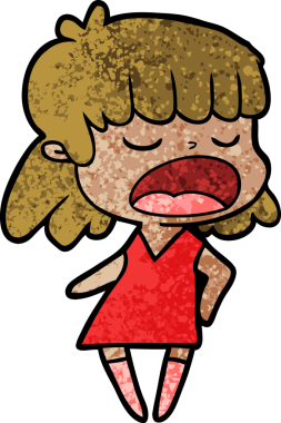 Çizgi filmdeki kadın bir insan tarafından yüksek sesle çizilmiş.