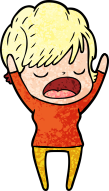 Bir insan tarafından çizilmiş bir karikatür kadın konuşuyor.