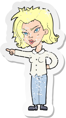 Bir insan tarafından çizilmiş karikatür kadının gerilmiş çıkartması.