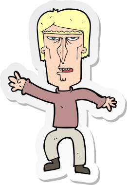 Bir insan tarafından çizilmiş kızgın bir adamın çıkartması.