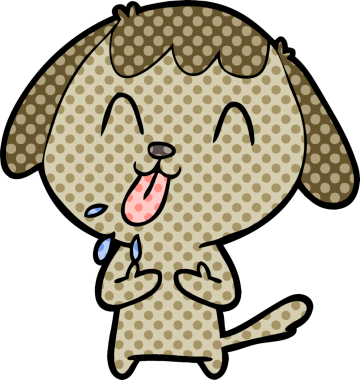 Bir insan tarafından çizilmiş şirin bir çizgi film köpeği.