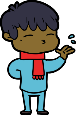 Bir insan tarafından çizilmiş meraklı bir çocuk.