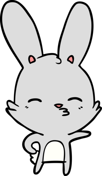 Bir insan tarafından çizilmiş meraklı tavşan çizgi filmi.