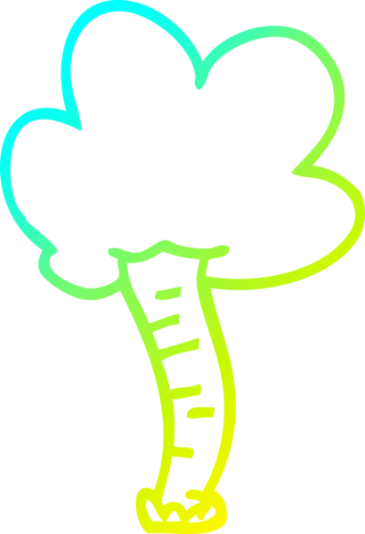 Bir insan tarafından çizilmiş bir karikatür ağacının soğuk gradyan çizimi