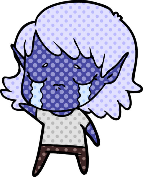 Bir insan tarafından çizilmiş ağlayan elf kızı.