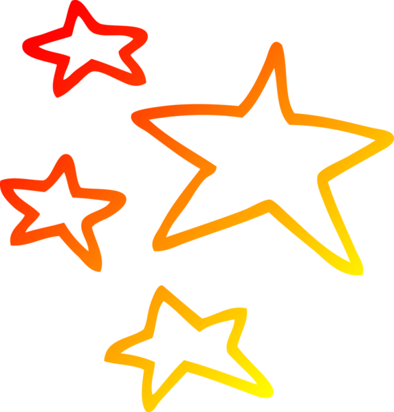 Bir insan tarafından çizilmiş bir çizgi film yıldızının sıcak gradyan çizimi