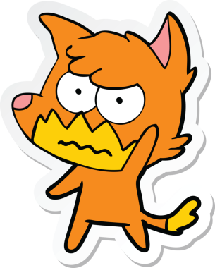 Bir insan tarafından çizilmiş, kızgın tilki çıkartması.