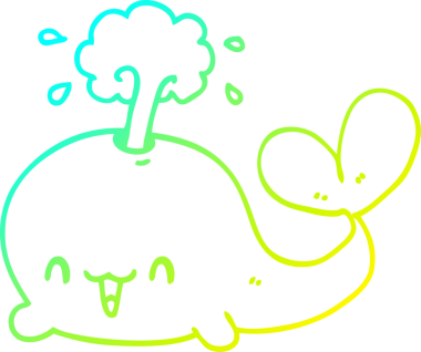 Bir insan tarafından çizilmiş karikatür balinası çizimi.