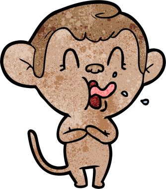 Bir insan tarafından çizilmiş çılgın çizgi film maymunu