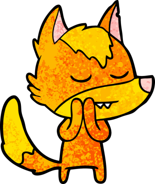 Bir insan tarafından çizilmiş tilki çizgi film karakteri