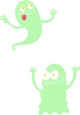 Bir insan tarafından çizilmiş hayaletlerin düz renk çizimi