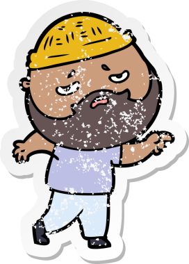 Bir insan tarafından çizilmiş sakallı endişeli bir karikatür çıkartması.