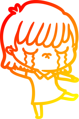 Bir insan tarafından çizilmiş, ağlayan bir çizgi kadın çizimi.