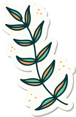 Bir insan tarafından çizilmiş defne defne stili dövme çıkartması.