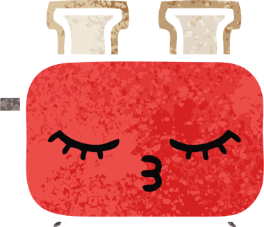 Bir insan tarafından çizilmiş bir tost makinesinin retro çizim stili karikatürü