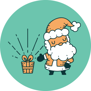 Bir insan tarafından çizilmiş dövme stili Noel Baba karakterinin simgesi