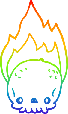 gökkuşağı gradyan çizimi korkunç bir karikatür alevli kafatası bir insan tarafından çizilmiş