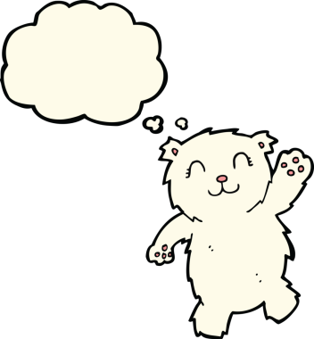 Bir insan tarafından çizilmiş düşünce baloncuğu ile kutup ayısı sallayan çizgi film